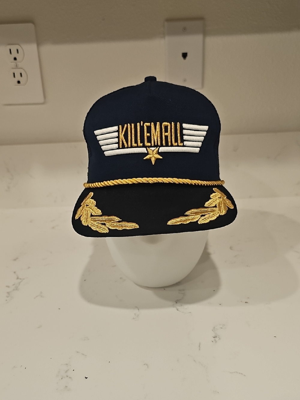 Reason Black and Gold Embroidered Logo Cap